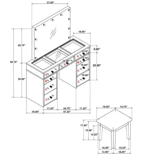 Regina Vanity Table Set